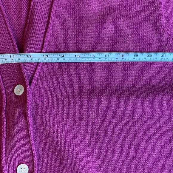 Vintage Fuchsia Oversized Wool Varsity Crop Sleeve Cardigan Sweater - Picture 6 of 8